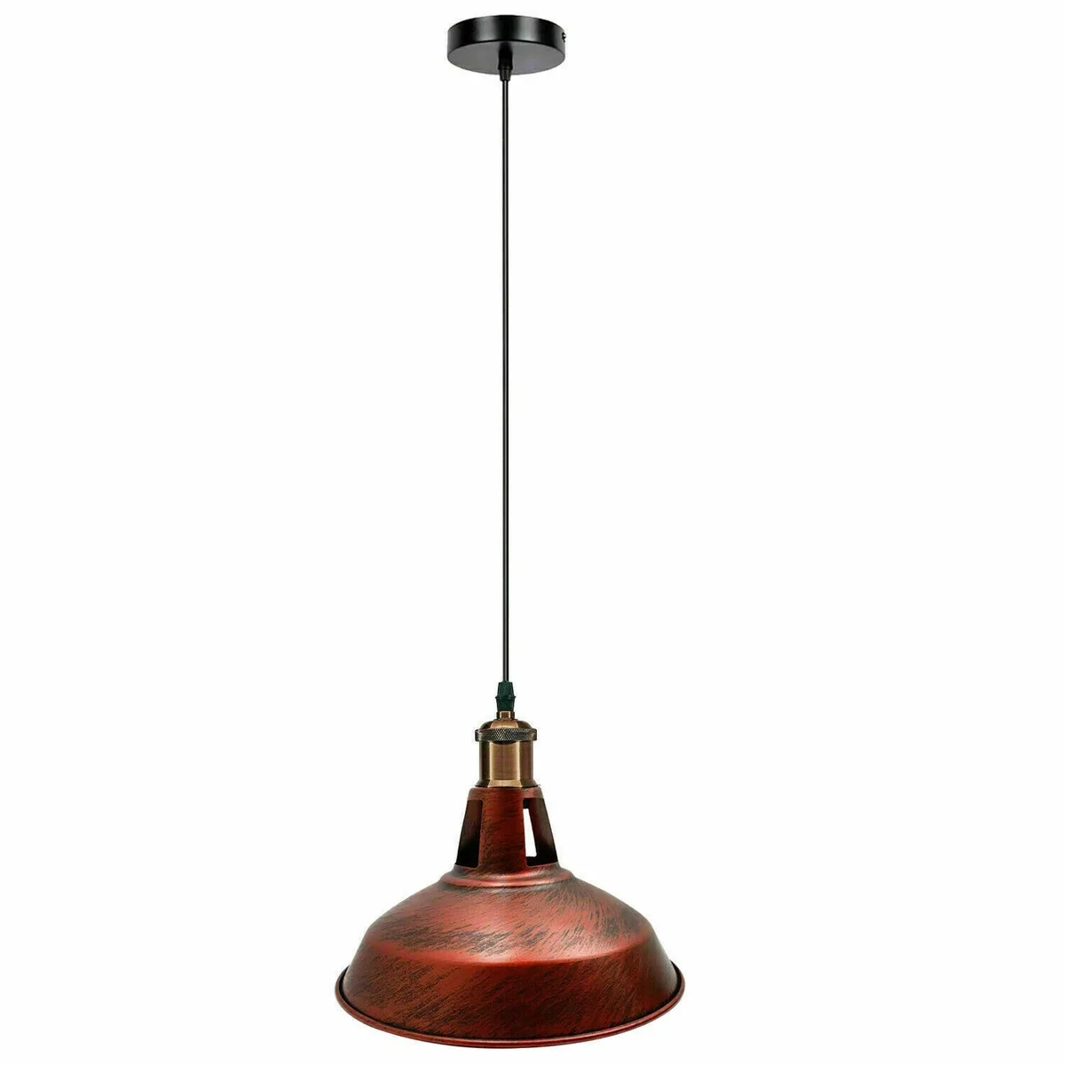 Black metal retro ceiling light with brushed silver shade and adjustable 100cm cable hanging from ceiling
