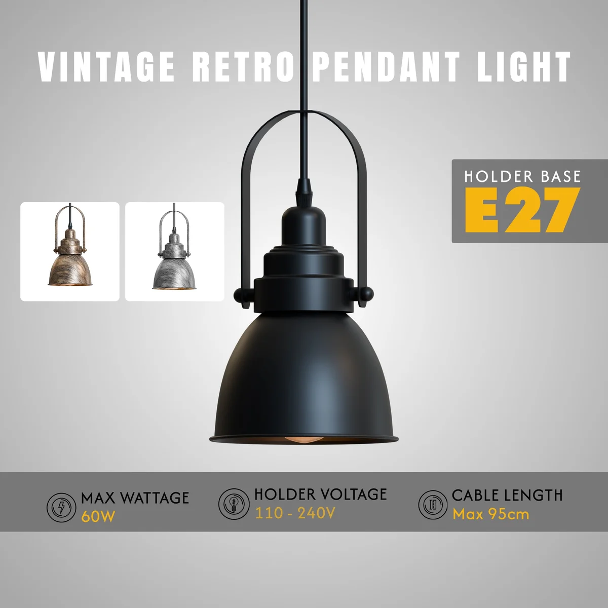 Black metal single head adjustable pendant light hanging from ceiling showcasing modern pendant lighting design