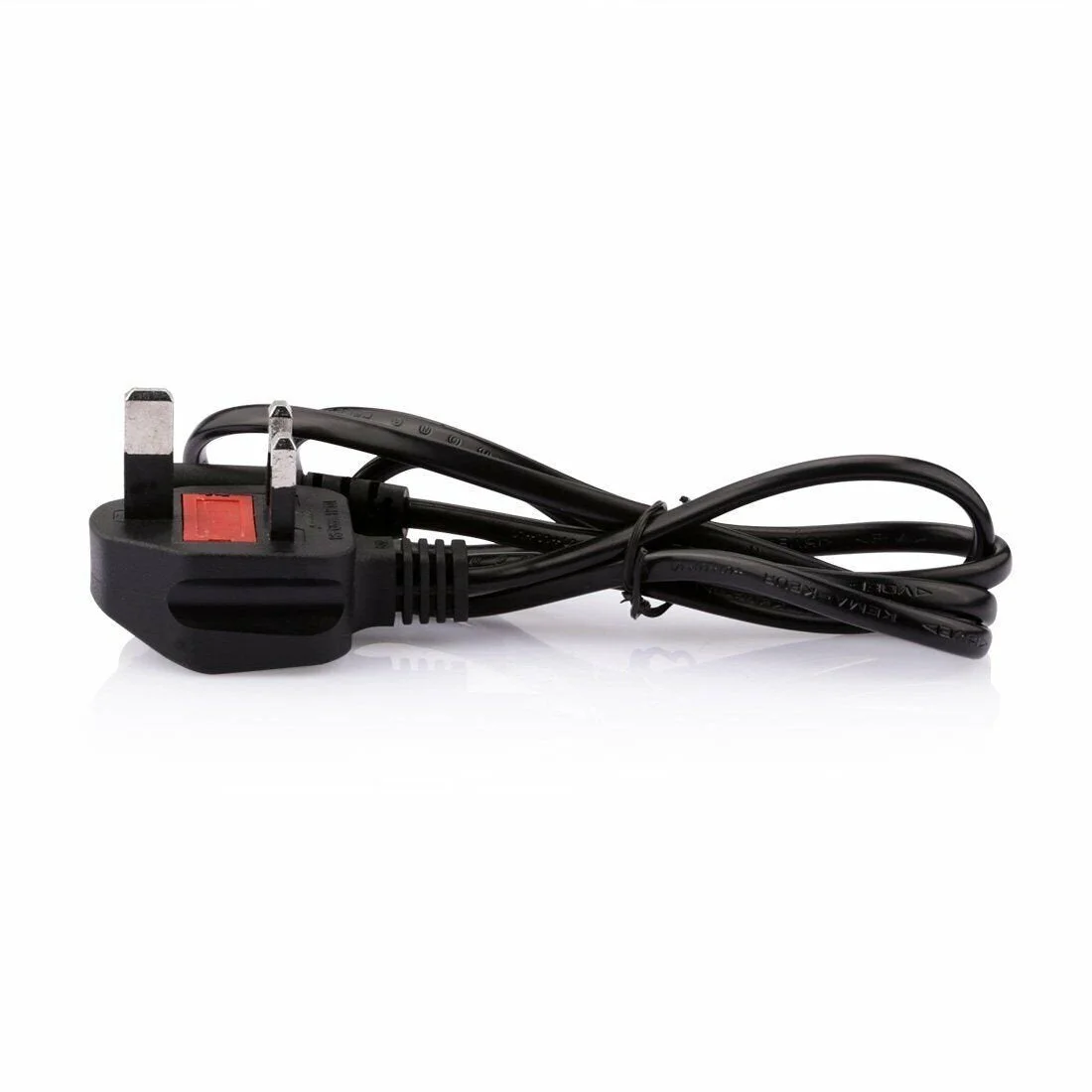 1m IEC kettle lead mains power cable with 13A rated UK plug and IEC connector for PCs and TVs