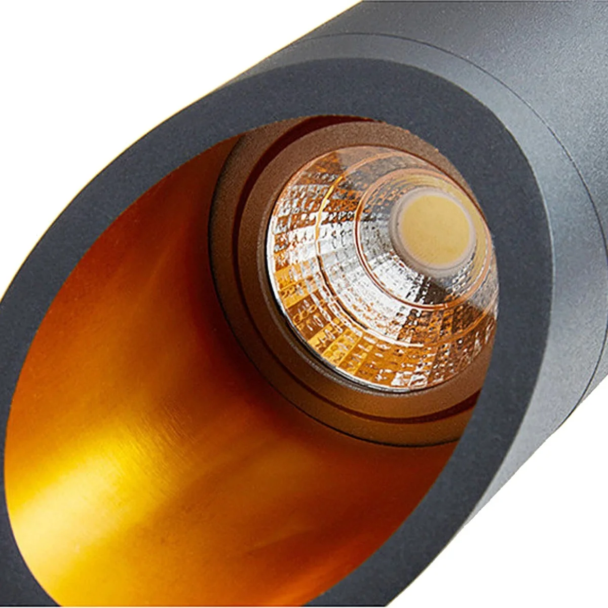 Modern black and gold aluminum pendant lamp with cylindrical design, 400mm, warm LED light, sleek and durable finish