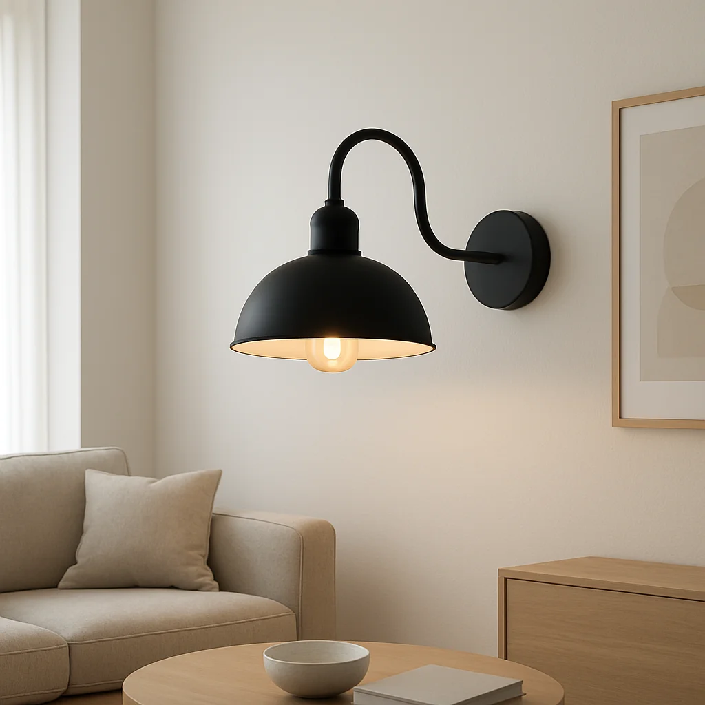 Rustic vintage wall light with antique metal sconce and thickened shade, designed for indoor cozy lighting with E27 bulb holder