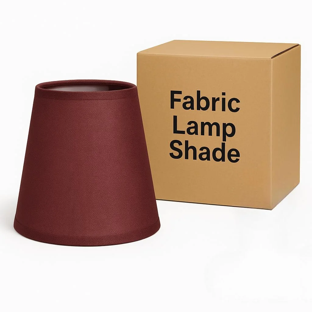 16x17cm fabric coolie shape lampshade in barrel cloth design with plastic lining and reducer ring for easy fitting