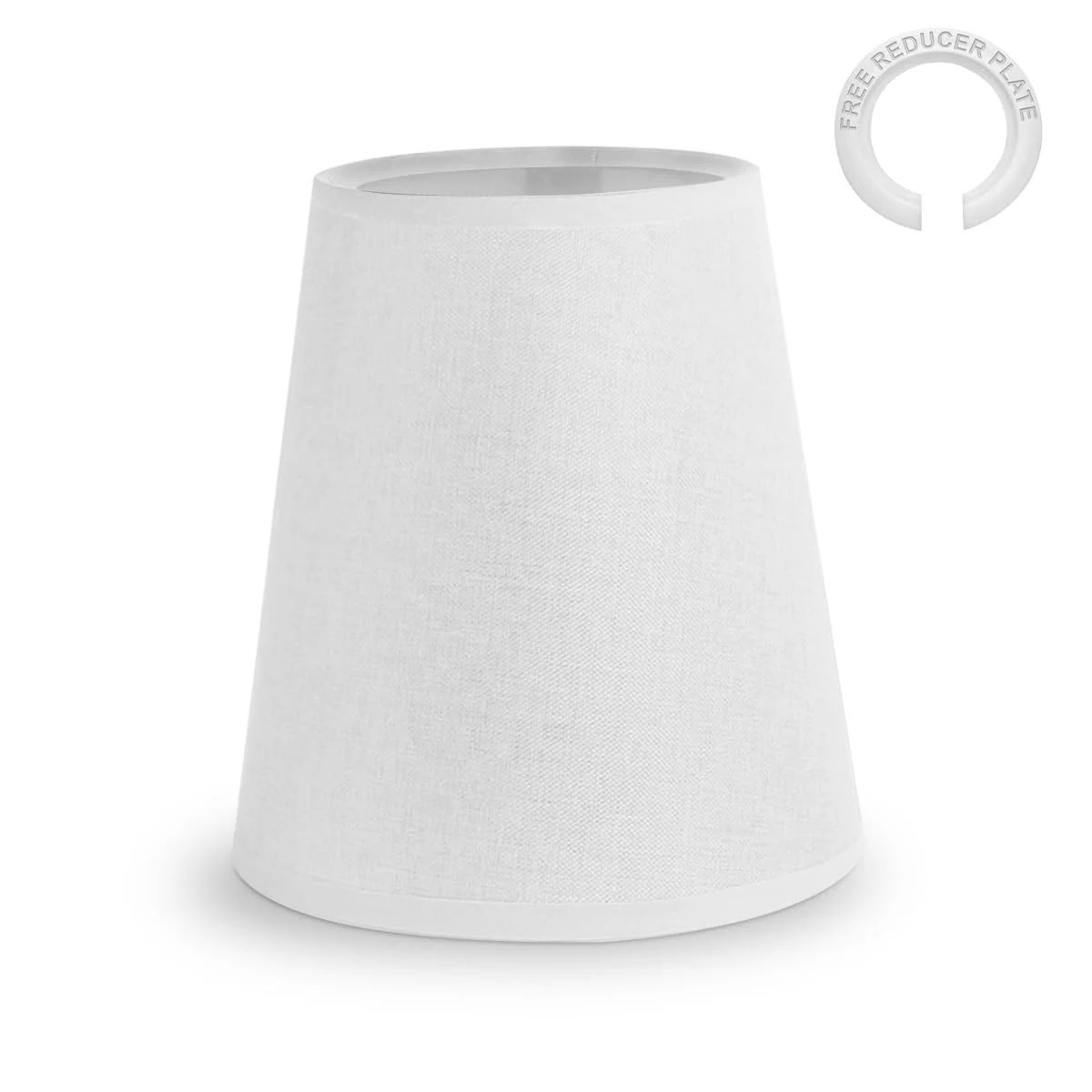 Modern fabric lampshade 16x17cm barrel shape with cloth material and plastic lining, shown from side angle on white background