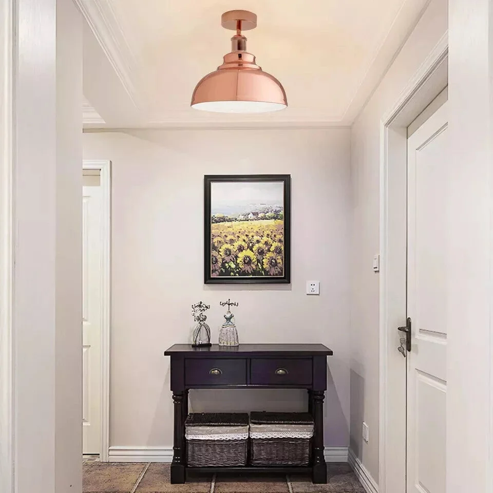 Dome-shaped modern metal ceiling lamp with painted finish, designed for kitchen or dining room ceiling installation