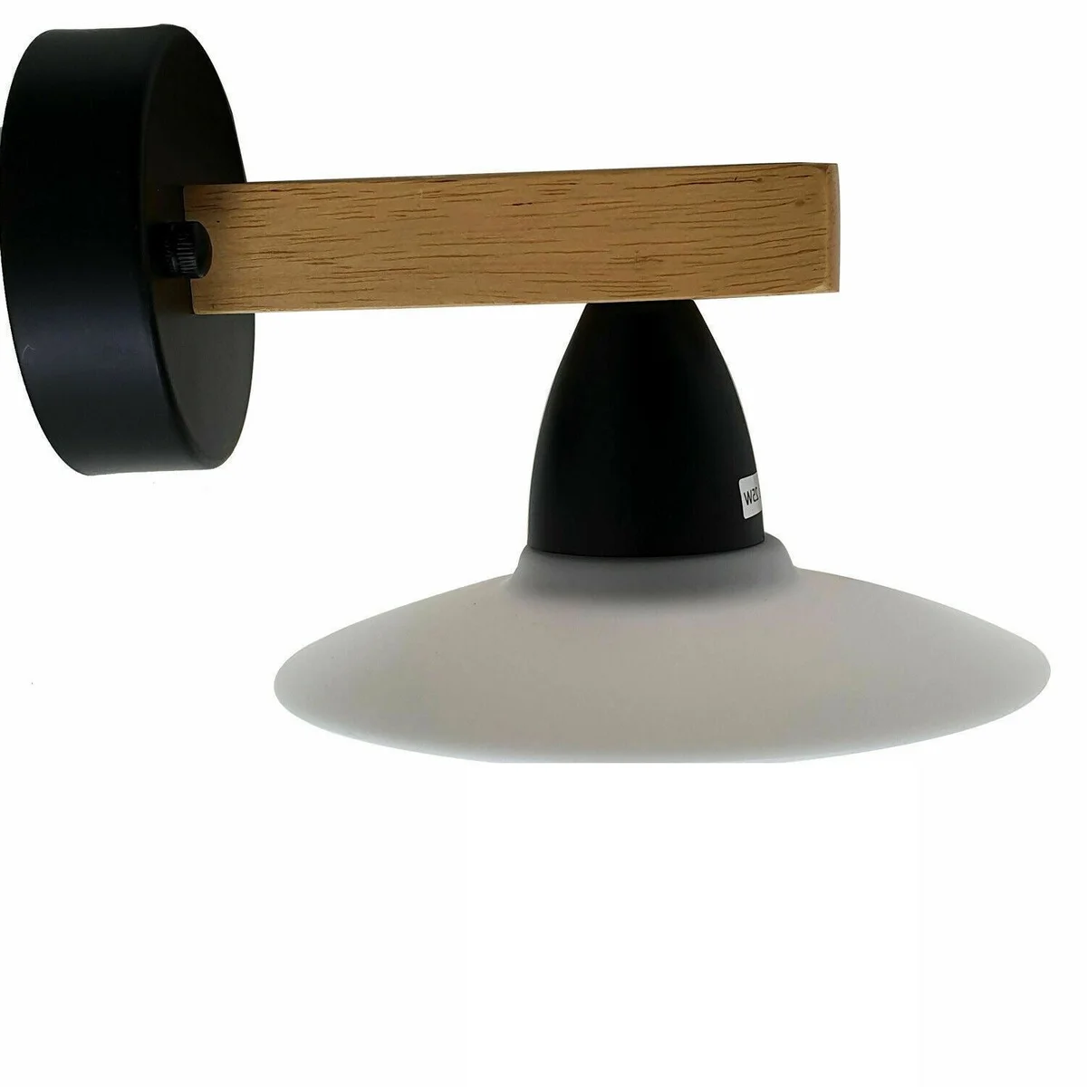 White metal modern indoor wall light with E27 socket, wall-mounted sconce casting downward light against white background
