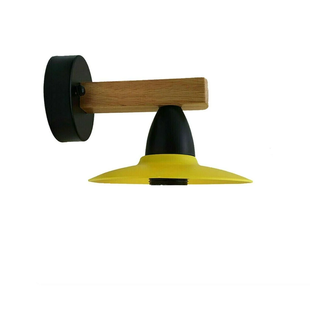 Yellow metal wall sconce with industrial design, E27 base, wall mounted indoor light fixture, downlight direction