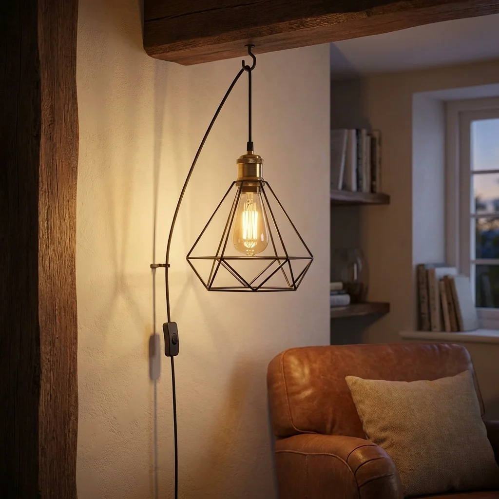 Modern pendant lighting with white shade and 4m adjustable cord, suitable for vintage and farmhouse decor styles