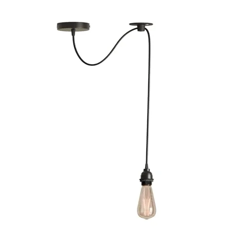 Metal pendant lighting with adjustable 2m PVC cable and E27 socket, vintage style ceiling-mounted fixture