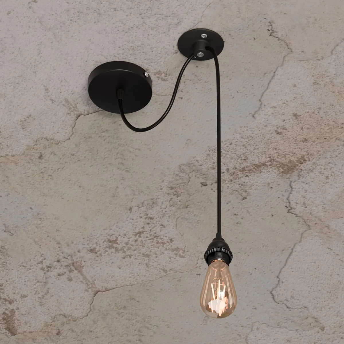 Metal industrial pendant lamp with 2m adjustable PVC cable pendant lamp and E27 socket for indoor ceiling mounting