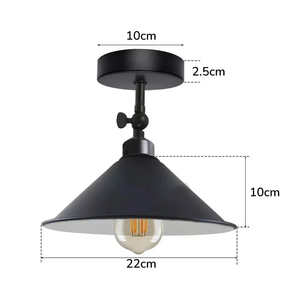 Vintage ceiling light flush mount with metal frame and adjustable angle, suitable for indoor use in various rooms