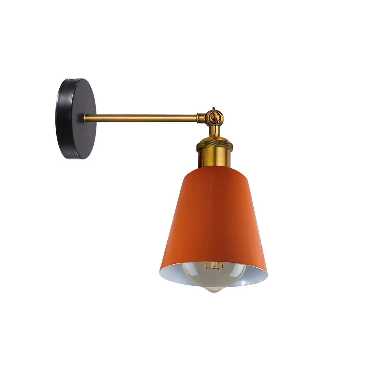 Rustic wall light with industrial metal shade in burgundy, wall mounted with E27 bulb holder and vintage finish