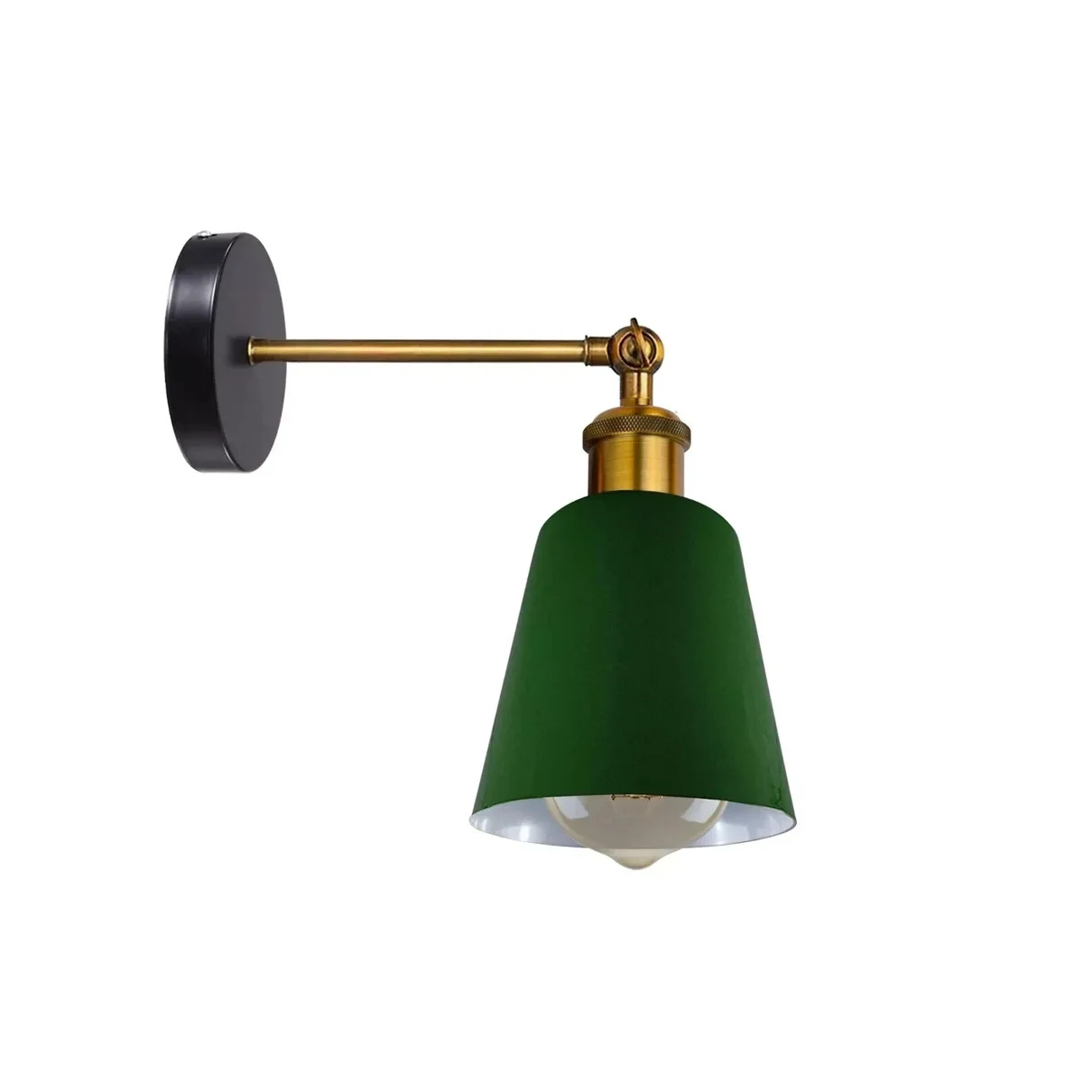 Industrial wall lamp with vintage metal shade in burgundy, wall mounted with E27 bulb holder, rustic industrial style