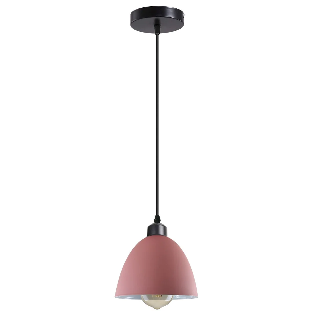 Black metal mini pendant light with E27 base and 95cm cord for cord pendant lighting in modern interiors