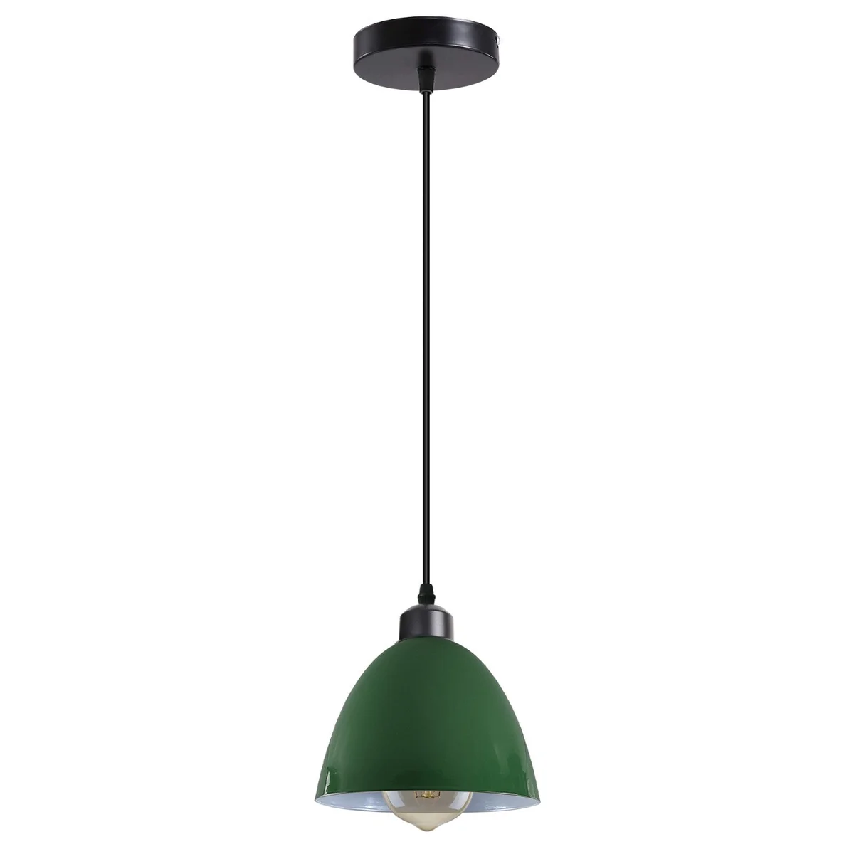 Modern pendant light with sleek black metal shade and adjustable cord, ideal for contemporary home decor lighting