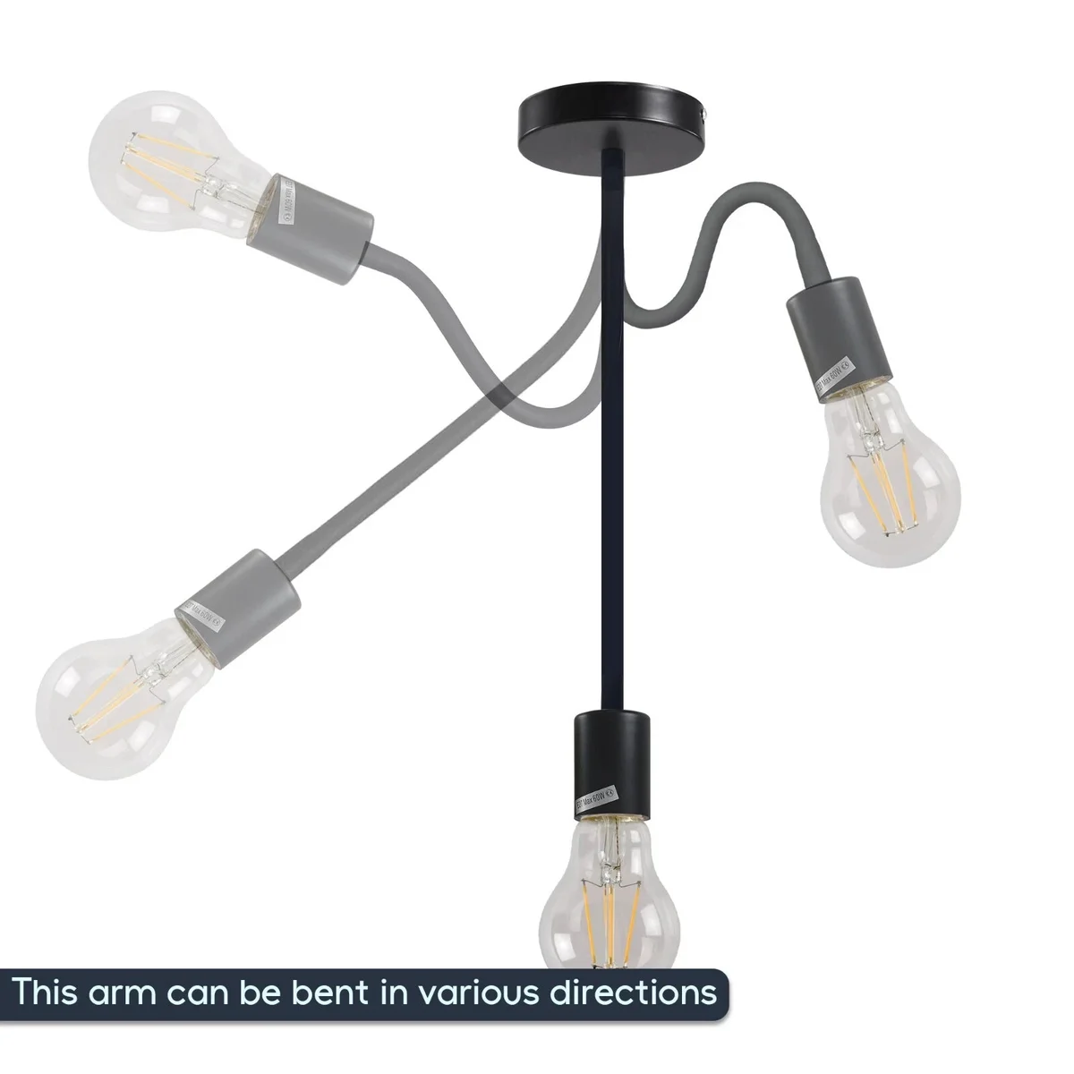 Two vintage style E27 metal socket holders in black and white, ideal for indoor ceiling light installation