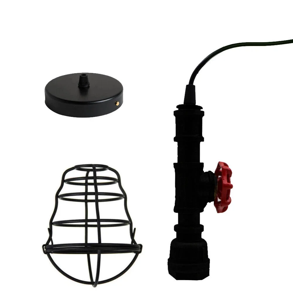 Black metal wavy cage dimmable vintage lamp pendant with adjustable cord and Edison E27 socket, indoor steampunk style light
