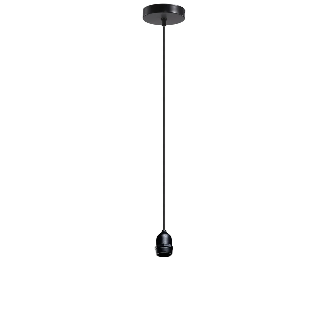 Ceiling rose fitting with metal pendant light holder and adjustable PVC cable for E27 bulb, vintage style, indoor use