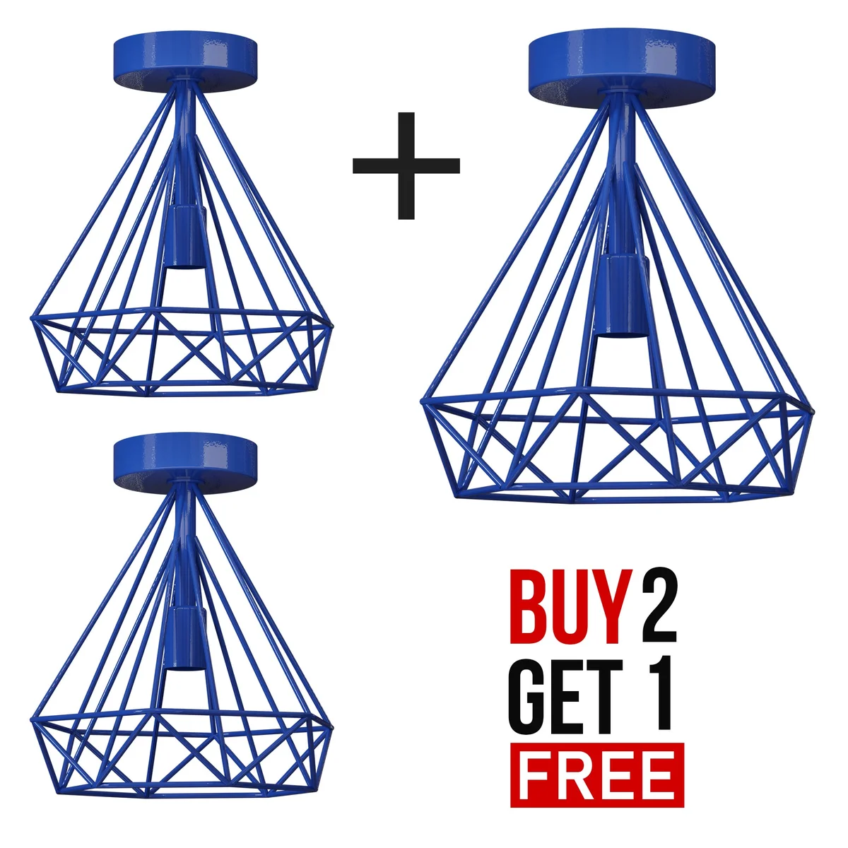 Two vintage metal cage semi flush mount ceiling lights with E27 bulb holders, suitable for indoor use and dimmable bulbs
