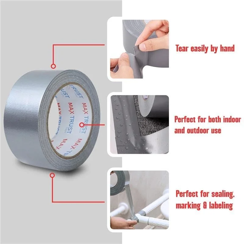 Roll of 5 cm wide gaffer tape, 45 m long, hand tear tape with glossy finish and easy unwinding