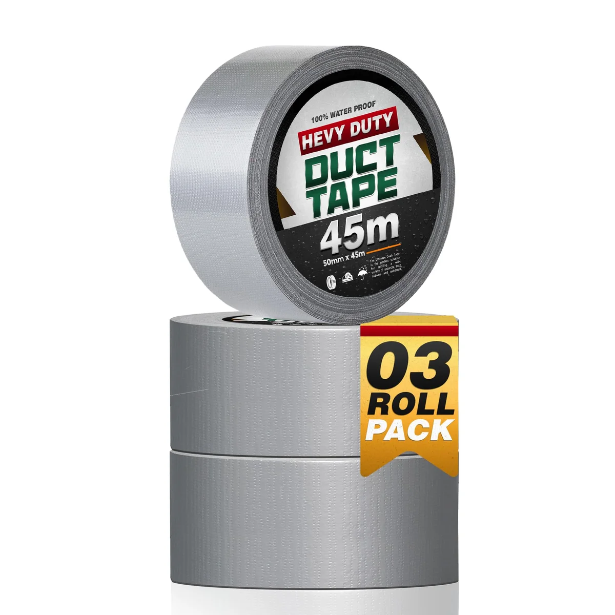 Roll of cloth gaffer tape, 5cm wide, 45m long, glossy finish.