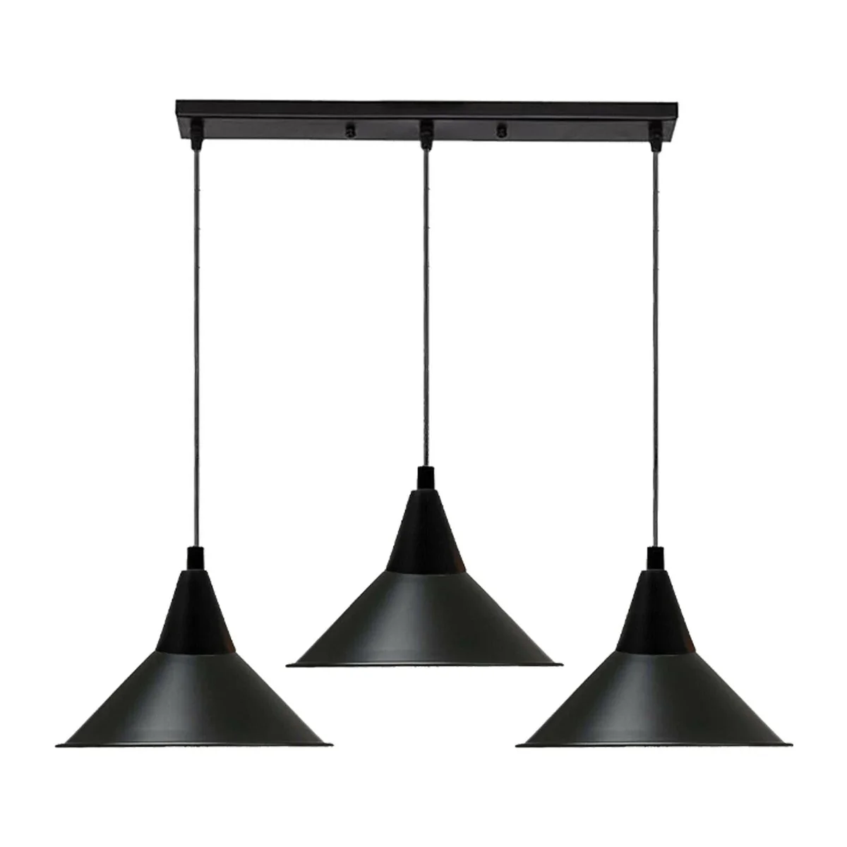 Modern ceiling pendant light with three adjustable multi-colour dome shades in red, green, and blue on a metal base