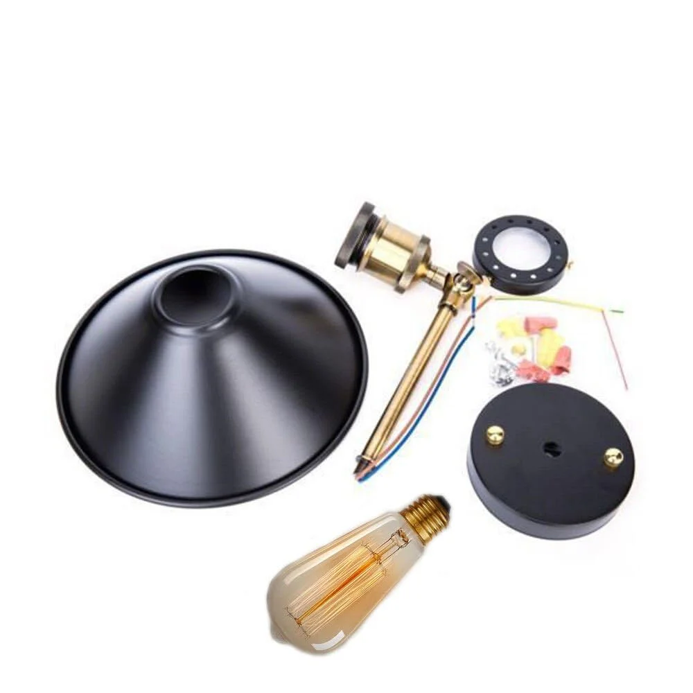 Pair of vintage industrial metal wall sconces with adjustable cone shades for indoor wall lighting in a loft setting