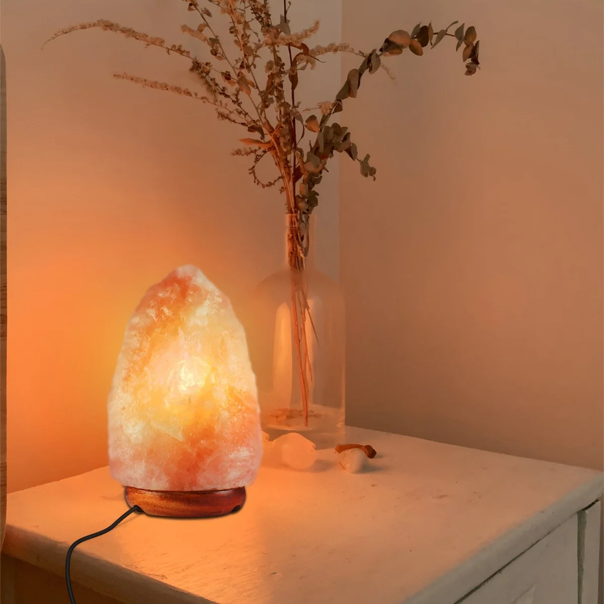 Black 2m E14 socket lamp cord with butterfly clip, built-in switch and UK 3-pin plug for salt lamps