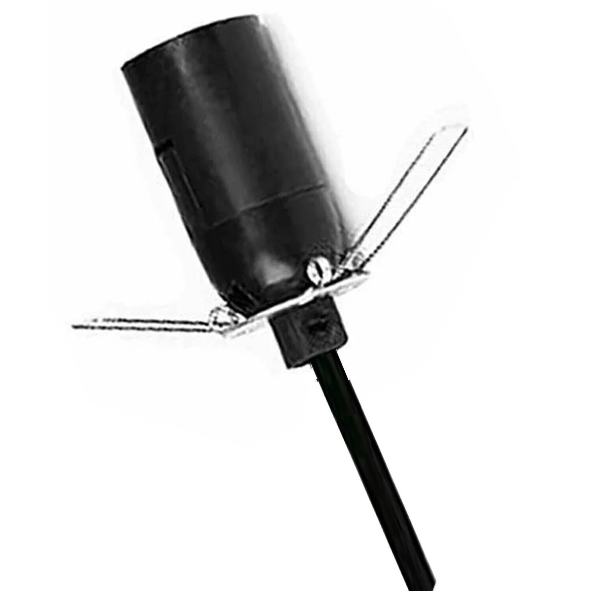 Black 2m salt lamp replacement cord with E14 socket, butterfly clip, built-in switch, and UK 3-pin plug shown isolated