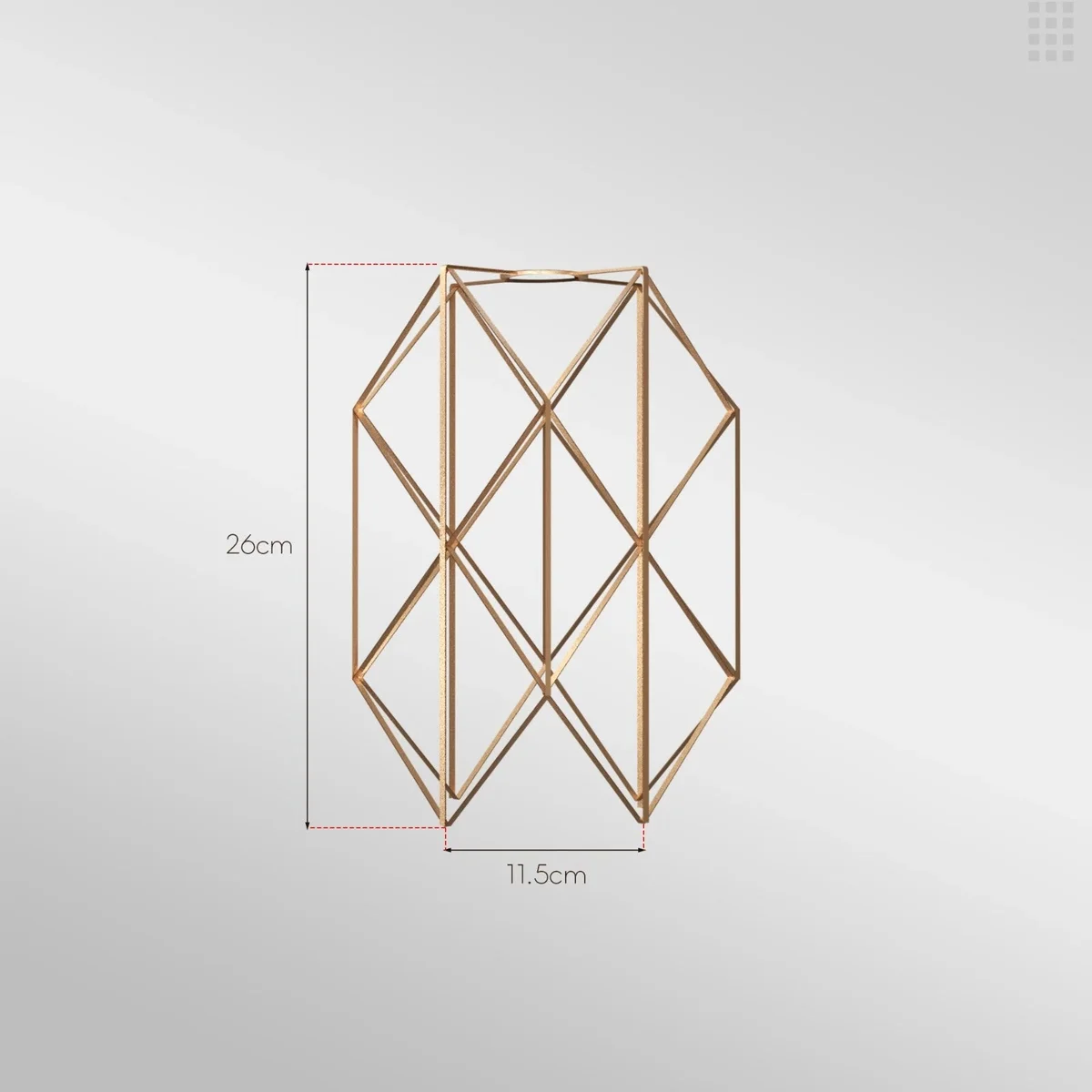 Industrial black copper lampshade with diamond wire cage design and brushed metal finish hanging against white background