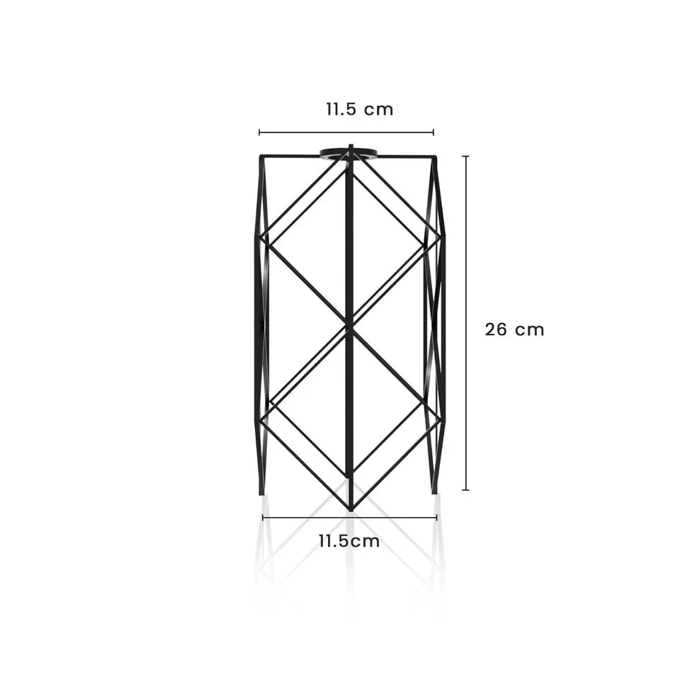 Industrial black and copper diamond wire cage easy fit lampshade with a sturdy metal brushed finish hanging indoors