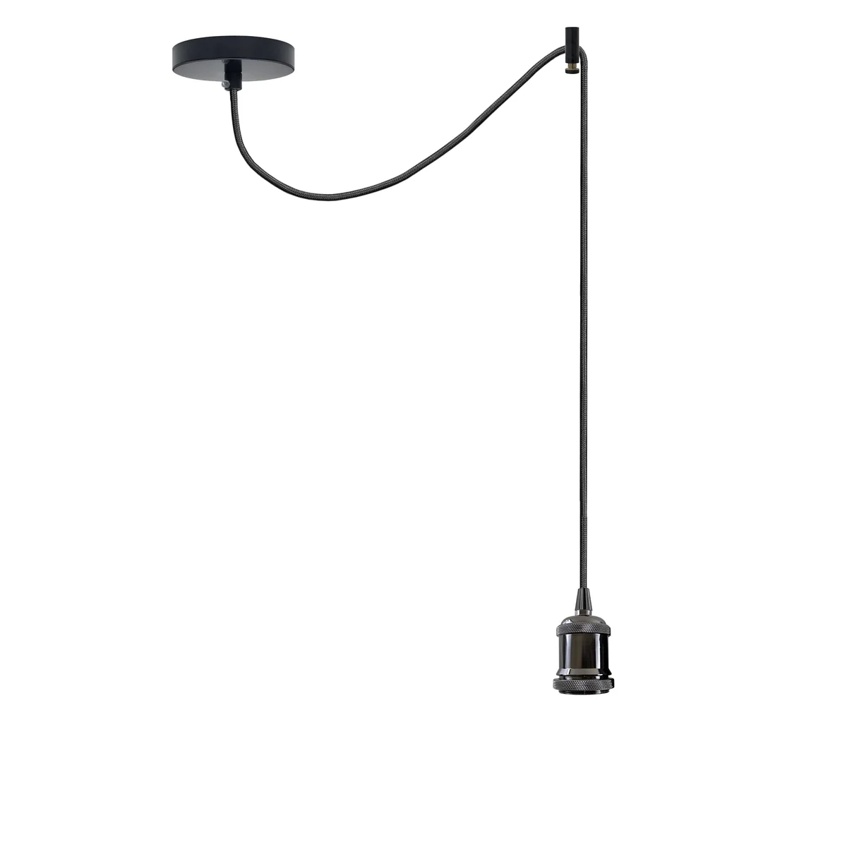 Spider ceiling pendant light with vintage industrial metal design and adjustable 2m fabric 3-core cable hanging indoors