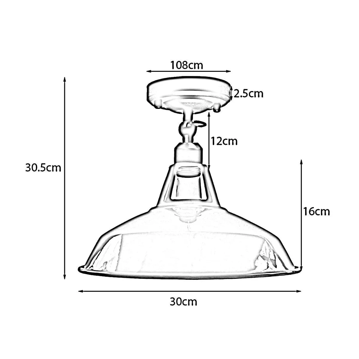 Retro ceiling lamp with brushed metal dome shade and adjustable mount for sloped ceilings, white interior for bright light