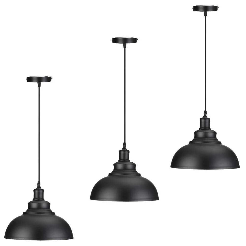Adjustable metal dome pendant light with vintage curvy dome shade and 95cm cable, ceiling mounted E27 base fixture