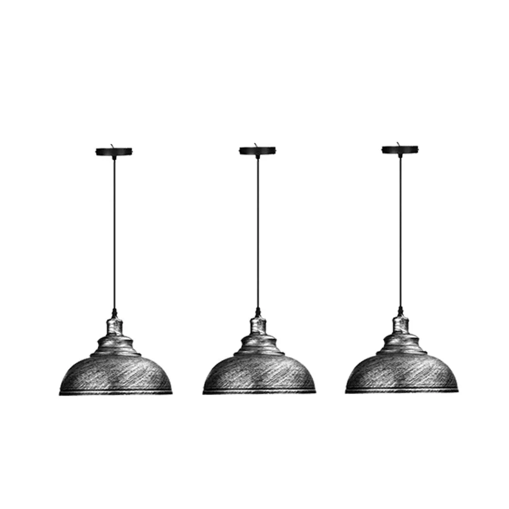 Curvy dome-shaped vintage metal E27 bulb pendant light with adjustable 95cm cable and ceiling rose, indoor use