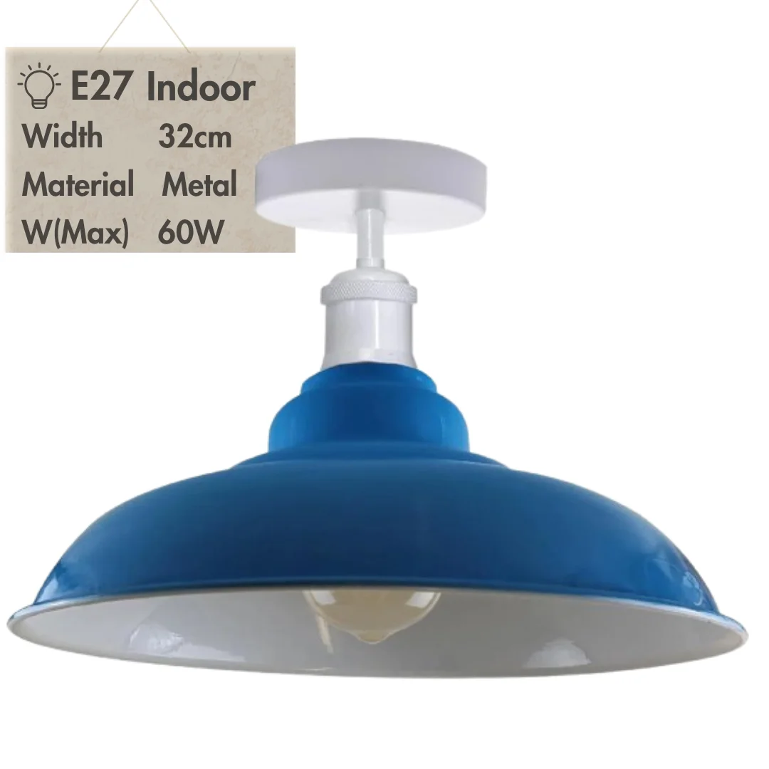 Modern metal ceiling lamp with cone-shaped shade, semi flush mount design, ideal for indoor living spaces.