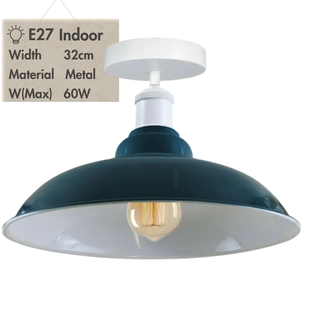 Modern metallic vintage style ceiling light with cone shade, ideal for dining room or bedroom ambiance, no bulb shown