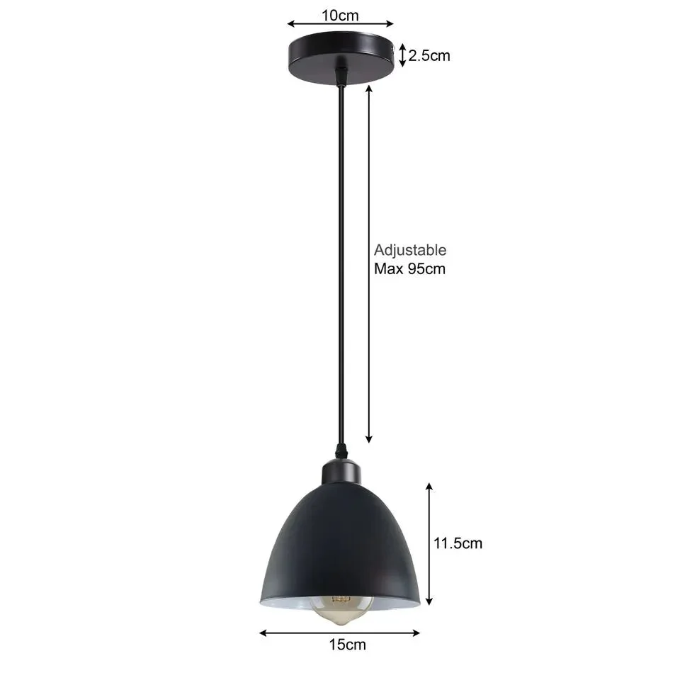 Copper adjustable pendant light with metal shade and 1m height adjustable cord hanging from ceiling canopy