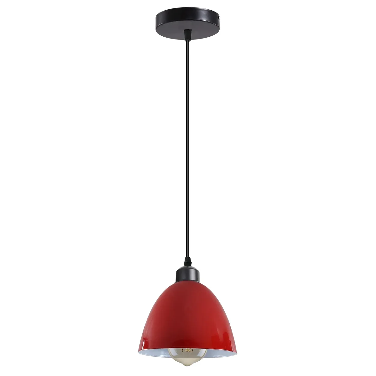 Modern metal pendant lamp with copper finish, adjustable 1m cord, metal shade, and E27 bulb holder against white background