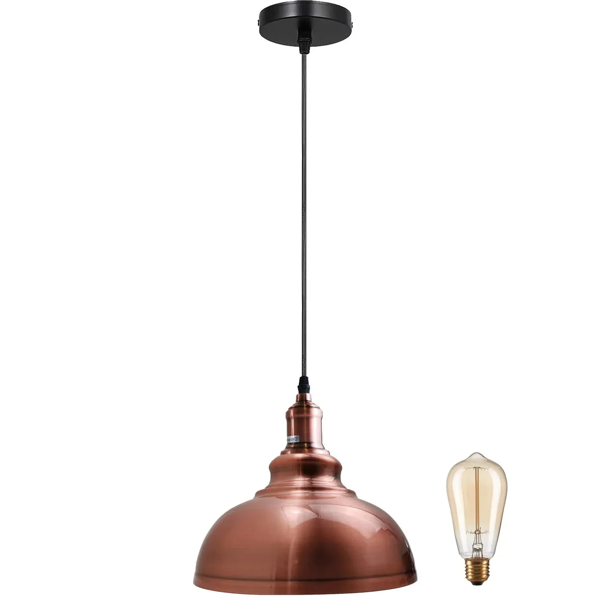 Modern pendant light with adjustable 1m cord, copper metal shade, and E27 bulb base for versatile home décor lighting