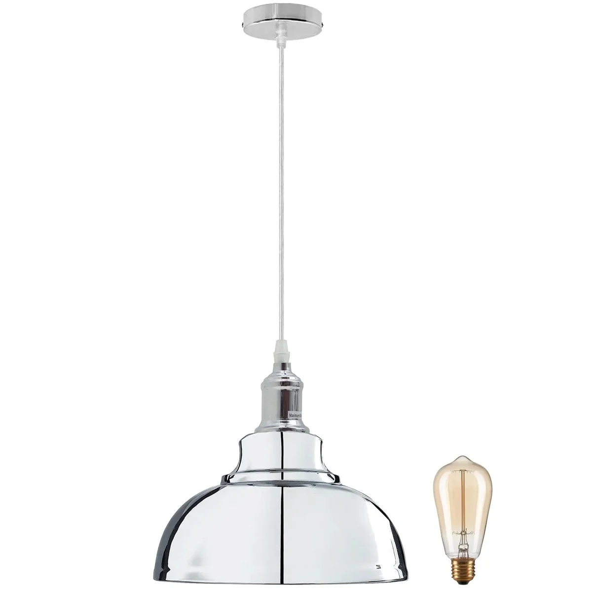 Copper cord pendant light with metal shade and 95cm PVC cable, modern adjustable design for home décor