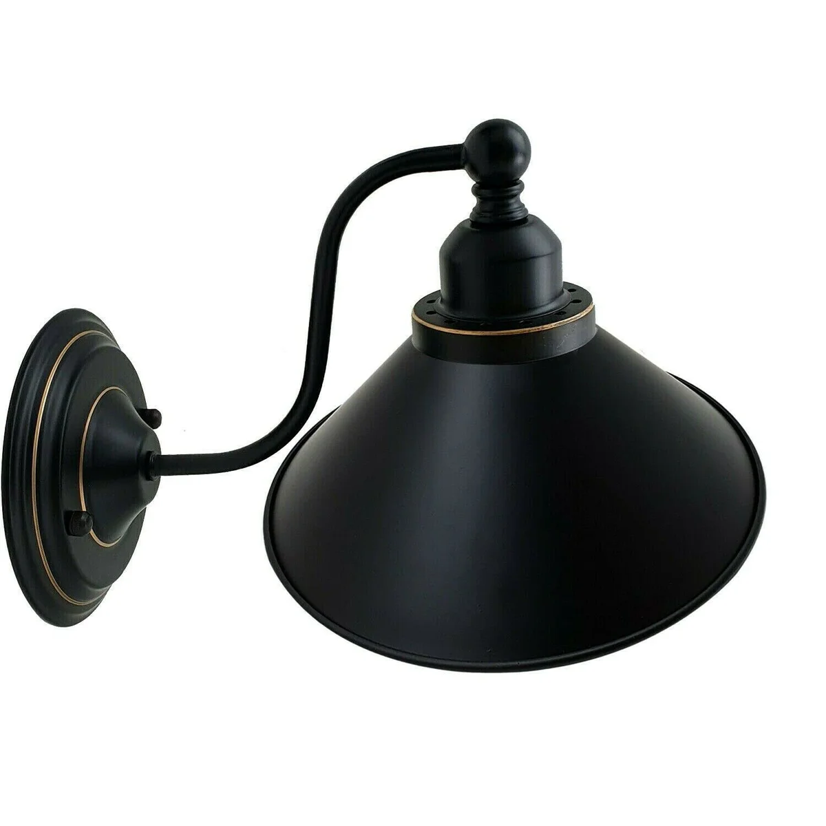 Industrial wall light with iron shade, E27 socket and metal sconce in rustic, industrial style.