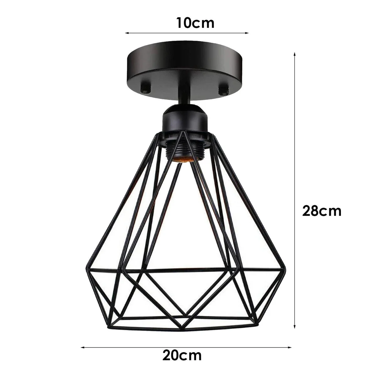 Retro industrial wall sconce with metal cage design and E27 bulb, vintage style flush mount light for indoor use