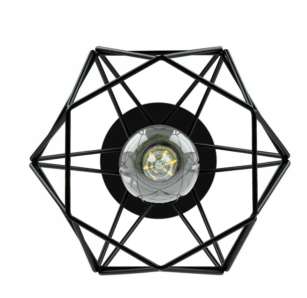 Vintage style ceiling light with metal cage design, flush mount, suitable for indoor spaces like dining rooms and studies