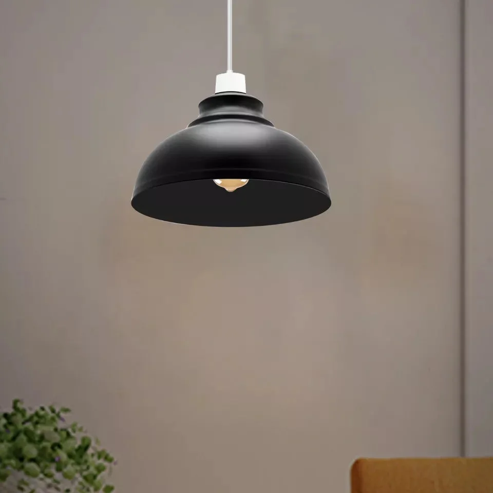 Curvy metal vintage pendant light shade in retro style, easy fit for E27/B22 bulbs, 29cm length, 17cm height