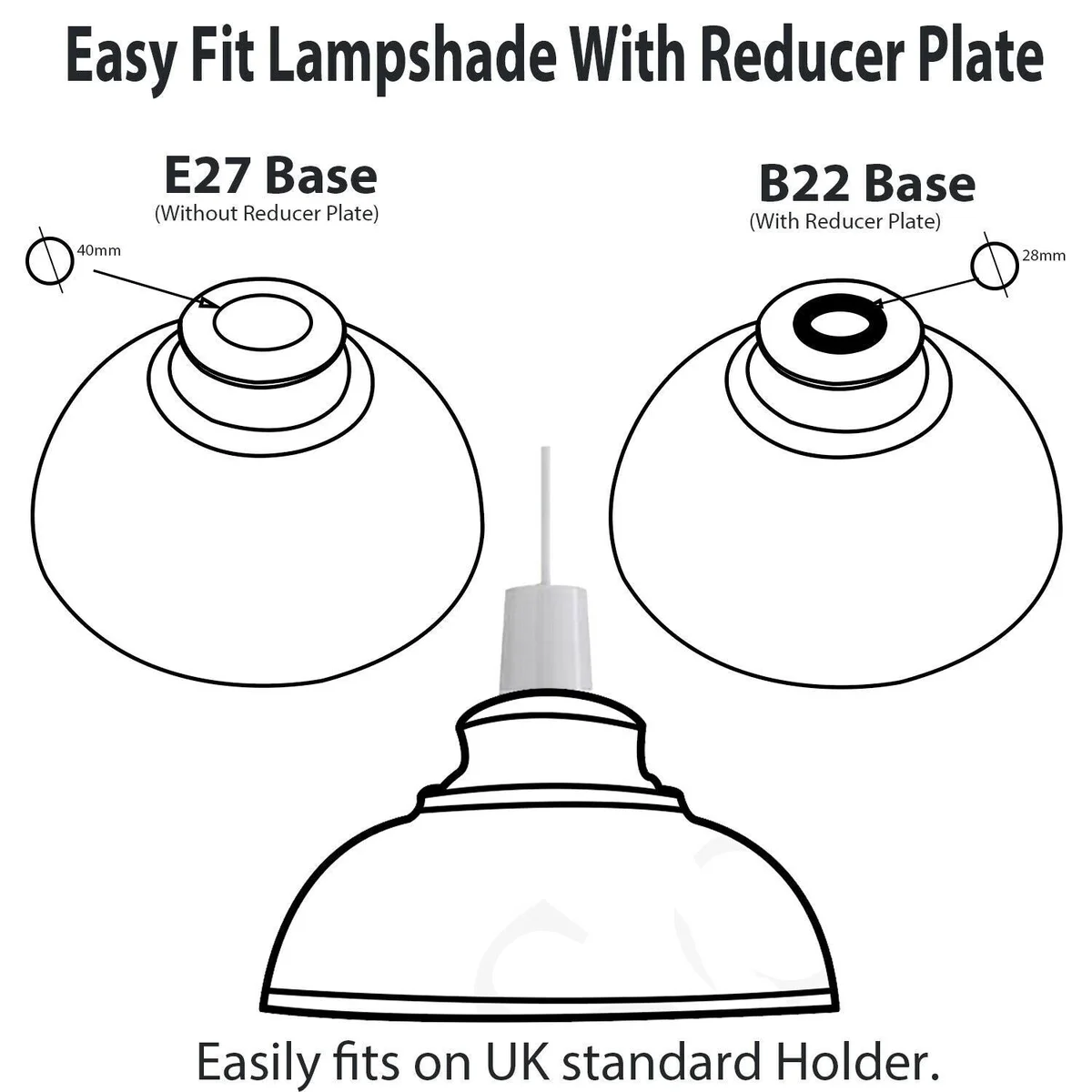 Curvy vintage metal pendant light shade in retro style, designed as an easy fit pendant light for E27/B22 bulbs
