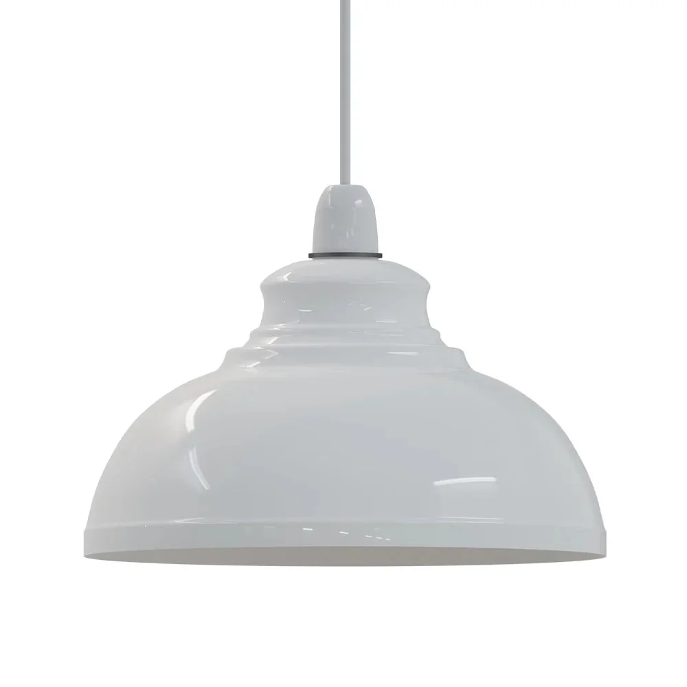 Curvy vintage metal E27 pendant light shade in retro style, easy fit with compact 29x17 cm dimensions