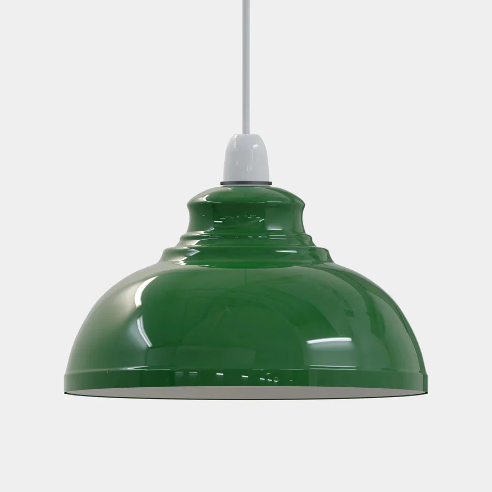 Curvy metal vintage pendant light shade in retro style, easy fit for E27/B22 bulbs, 29cm length, 17cm height