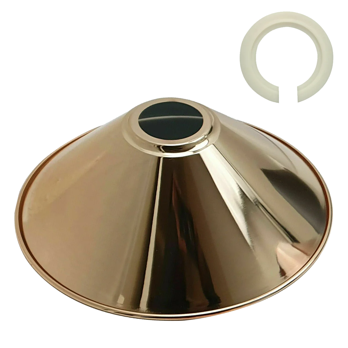 French gold industrial metal wall light shade mounted on wall, showcasing easy fit design and sleek iron build