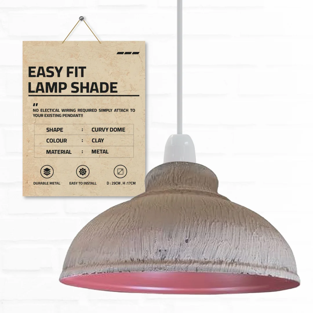 Curvy metal retro pendant lamp shade in vintage style, 29cm diameter, suitable for E27/B22 bulbs, indoor use