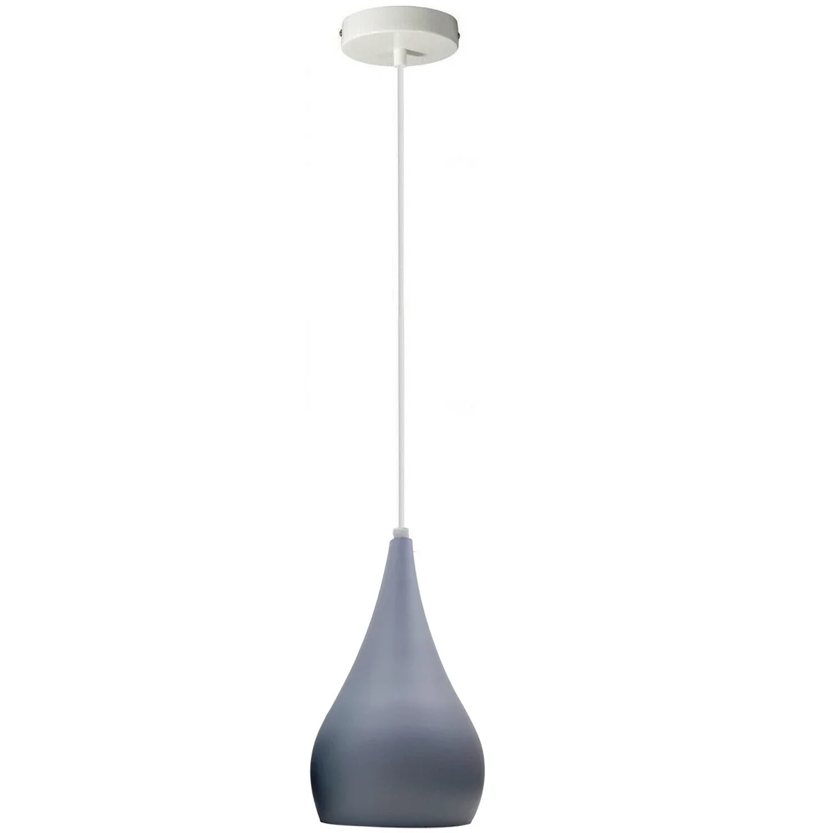 Black metal E27 pendant light with dome lampshade hanging from adjustable chain against white background